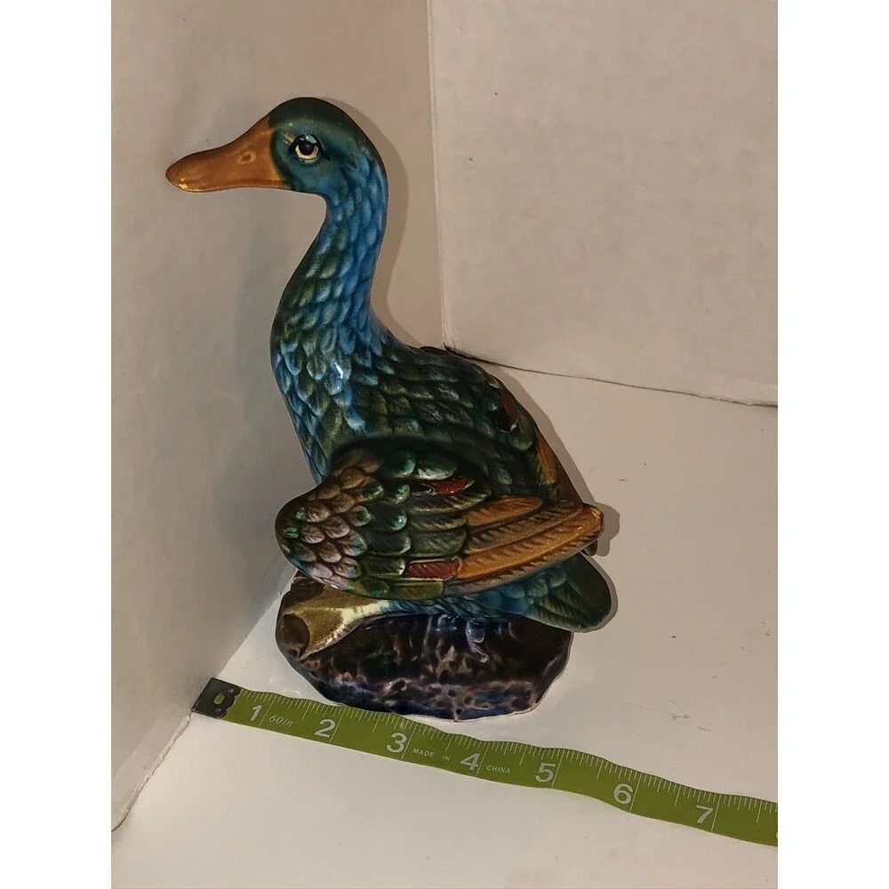 VTG 50s 60s TILSO Ceramic MALLARD DUCK Bird Figurine JAPAN Hand Painted 8” Tall